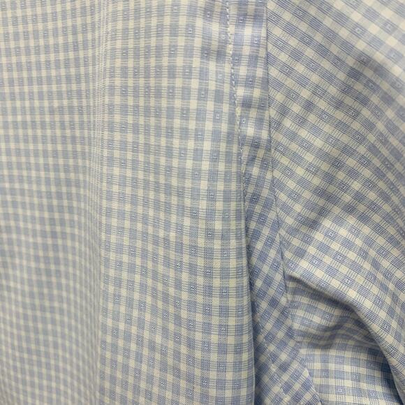 ETON Size S Light Blue White Checkered Cotton Spread Collar Long Sleeve Shirt - Picture 8 of 8